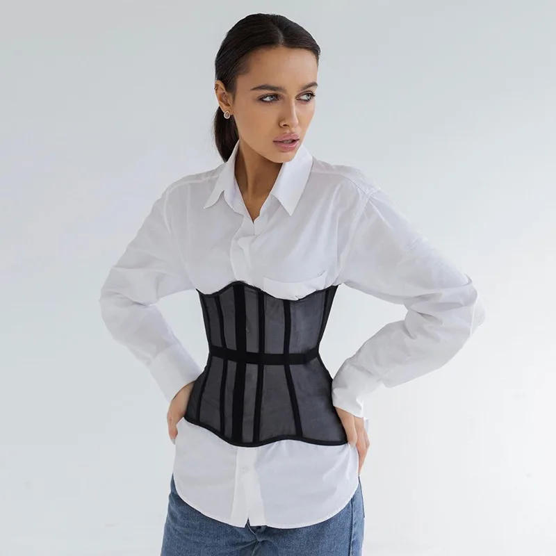 Fashion Ladies Slim Waist Corset nude womens Mesh bone corset Breathable Chest support Sexy under bust corset wholesale