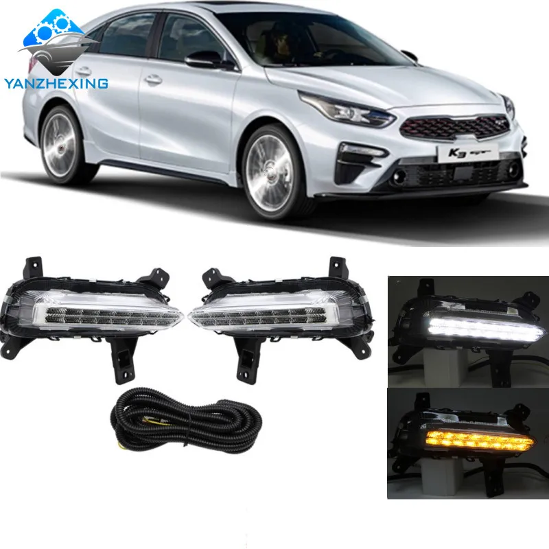 For Kia K3 / Forte / Cerato 2019 2020 LED Daytime Running Light DRL Day Light Fog Lamp with Dynamic Sequential Turn Signal