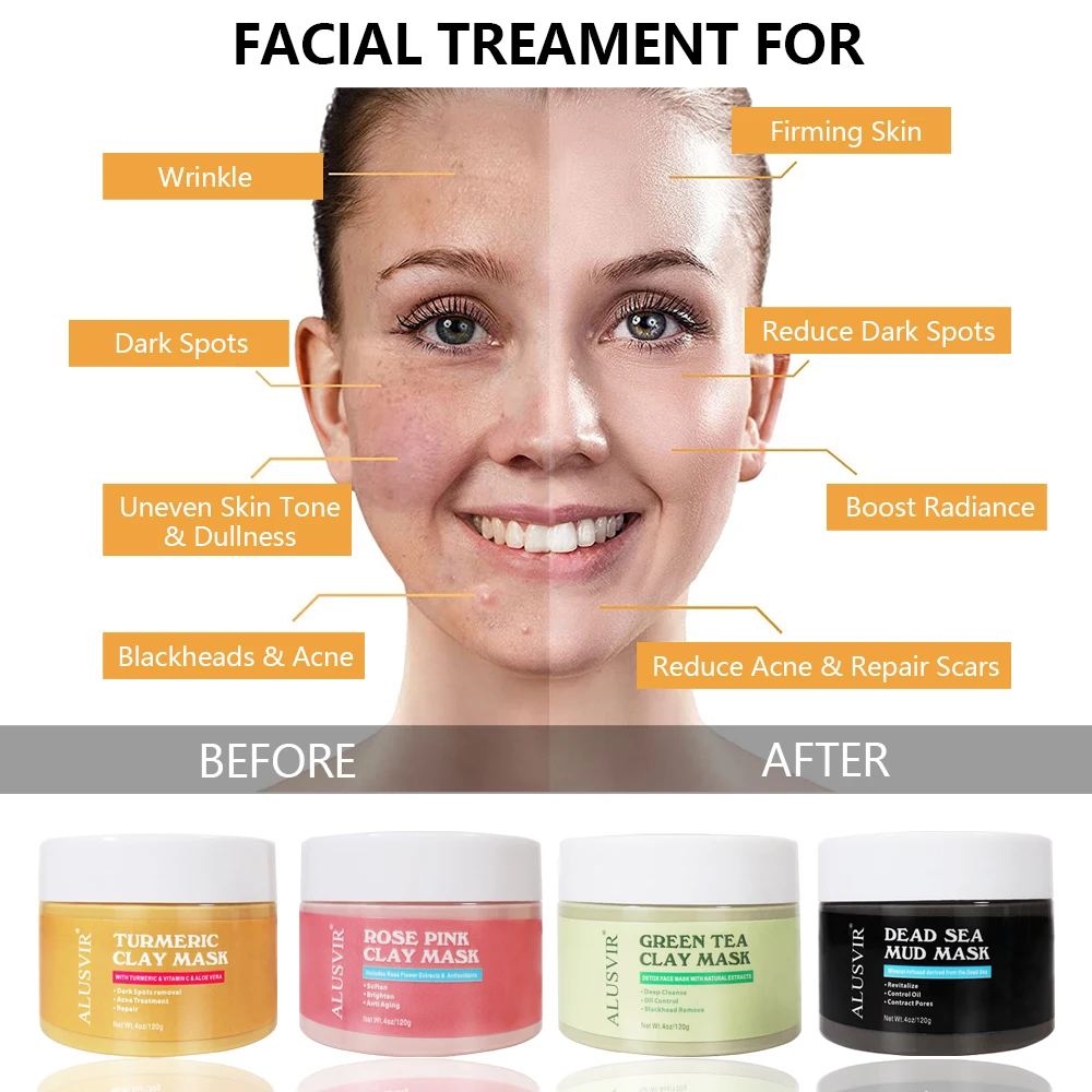 Turmeric Facial Clay Mask Private Label Beauty Organic Dark Spot Remover Whitening Facial Mask Skin Care Face Turmeric Clay Mask