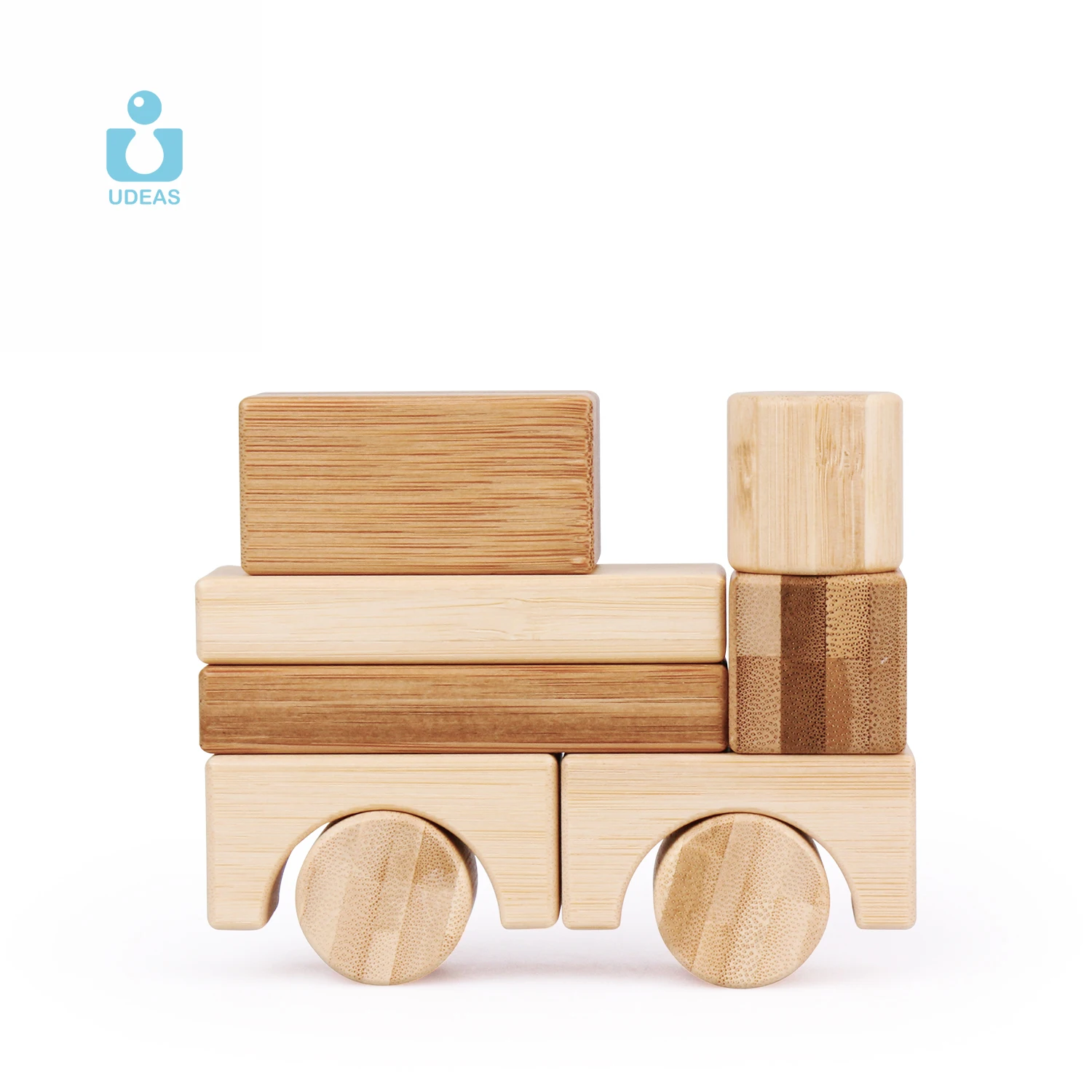 Eco friendly children educational bamboo building blocks/80pcs stacking sets baby natural bamboo building block toys kids