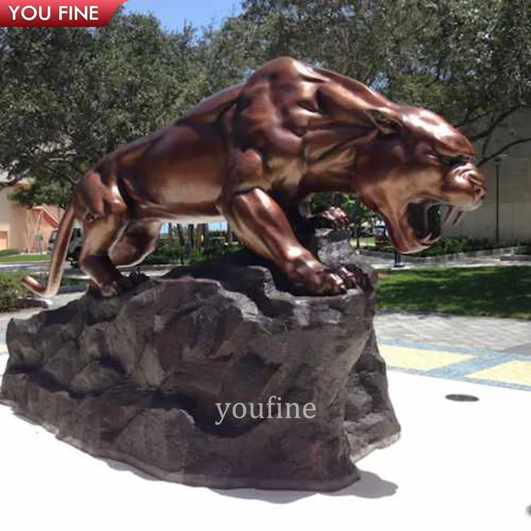 Outdoor Decorative Garden Antique Cast Brass Animal Leopard Sculpture Bronze Panther Statue