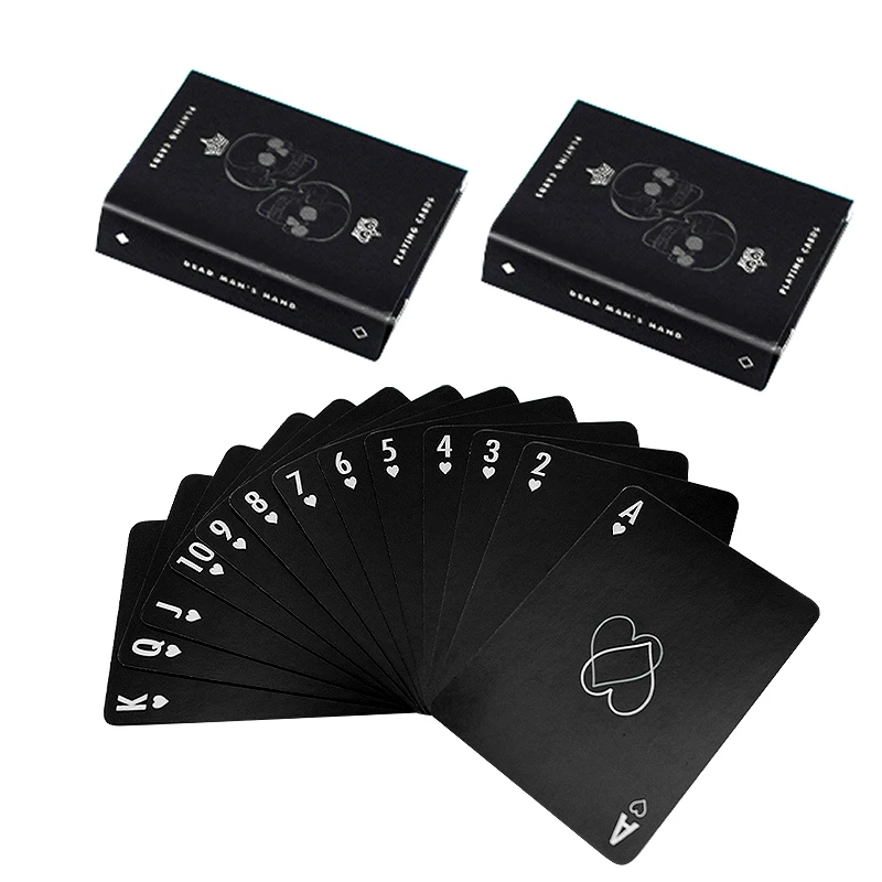 SFT Free Sample Custom Logo Design Matte Black Foil Paper Poker Playing Cards With Tuck Box