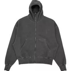 Custom Design Logo Streetwear Plain Thick Cotton Blank Zip Up Ninja Hoodie Sleeve Fleece Oversize Cropped Hoodies Men