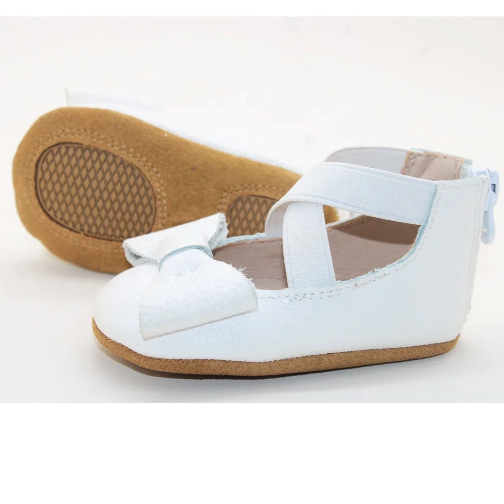 
OEM soft sole baby moccasins leather mary jane white baby shoes 