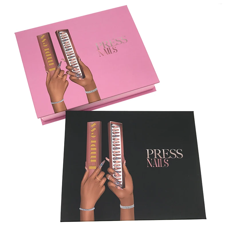 Custom design private label fake false eco friendly press on nail box