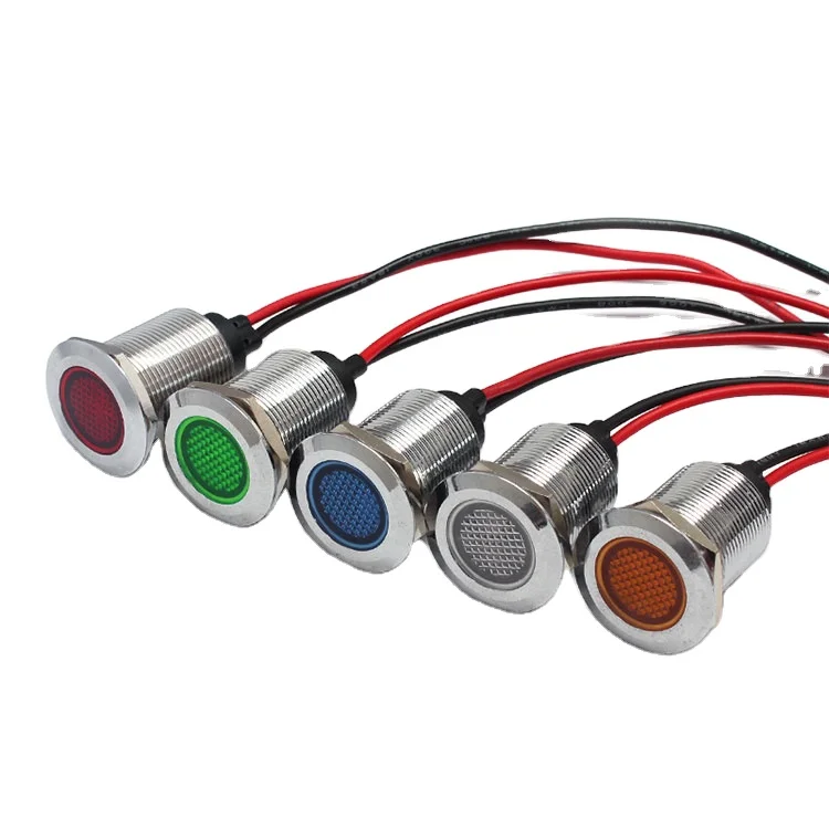 FILN Fulsh waterpof led lamp warning indicator light wiring terminal long body thread led 12v 220v 24v red green amber blue