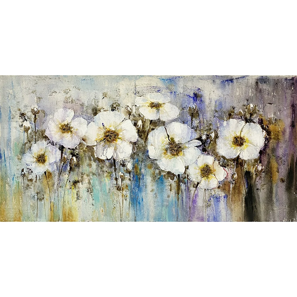 Appreciate Luxurious Home Decoration Landscape Flower Gold Leaf Painting Wall Art Acrylic Painting Handmade Canvas Oil Painting