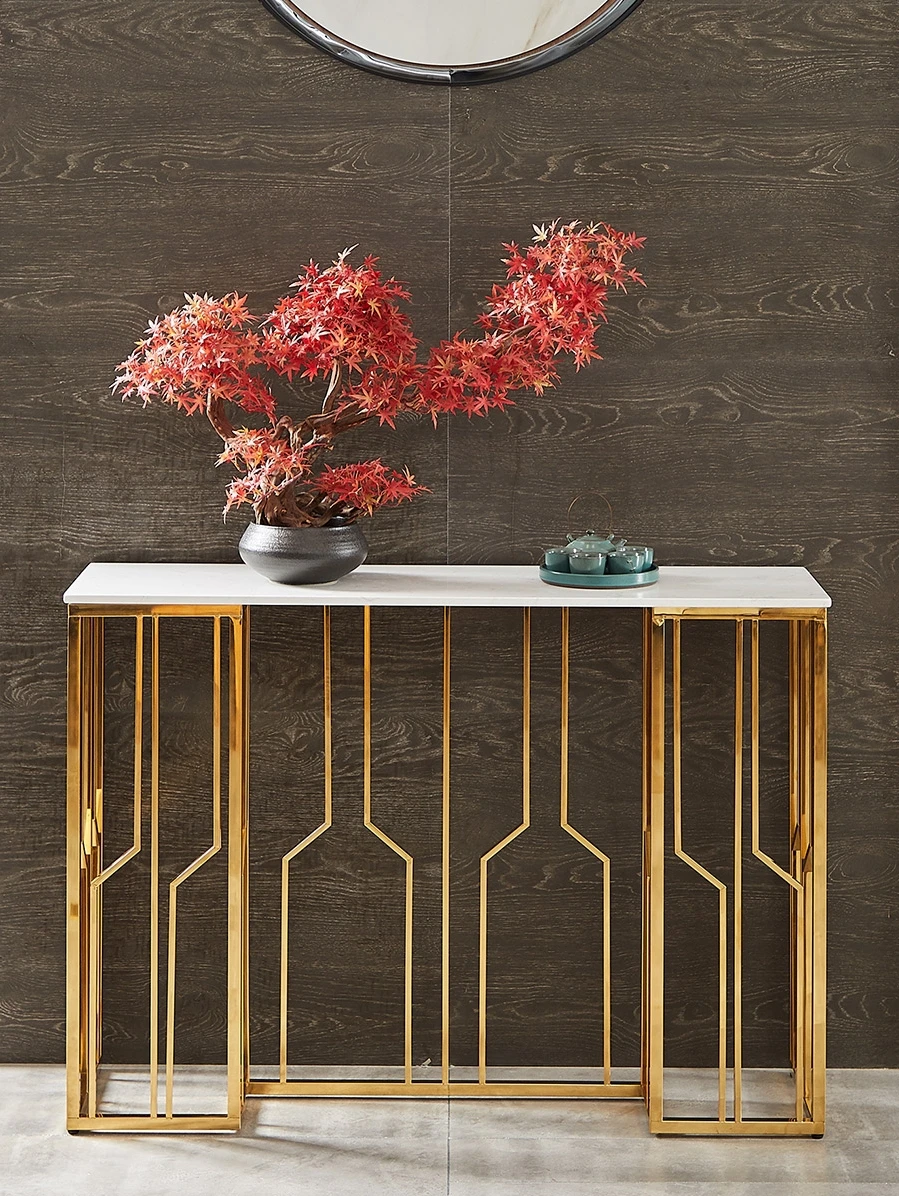 
Minimalist Marble Porch Table Wrought Iron Metal Light Luxury End View Table Entrance Corridor Porch Cabinet Partition Case 