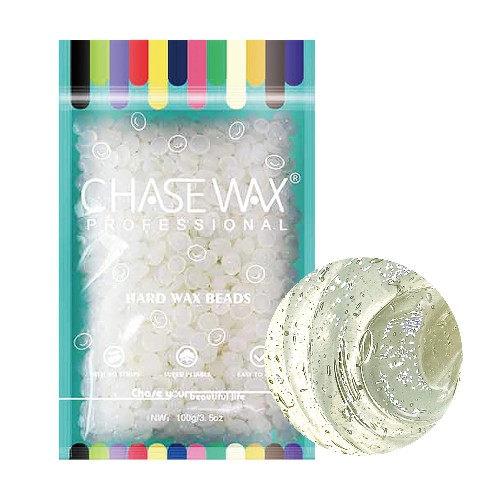 Chase Wax 100g Clear Hypoallergenic Rosin Free Coconut Transparent Hard Wax Beads For Sensitive Skin