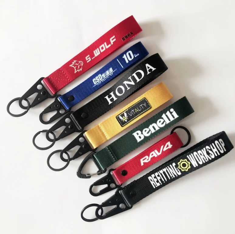 Изготовленный На Заказ плотный тканый вышитый нейлоновый брелок с индивидуальным логотипом для чехла мобильного телефона