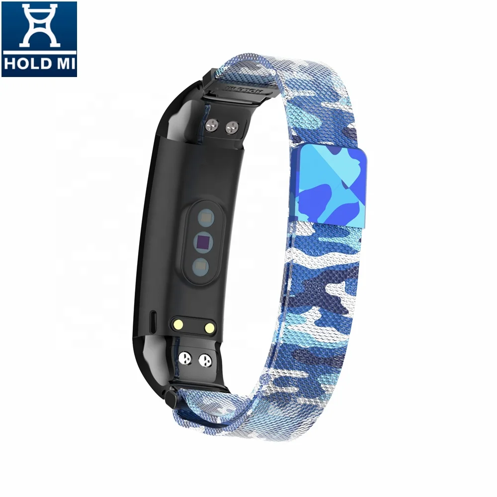 ODM HOLDMI 7084 series Blue Camouflage color magnetic milanese watch strap for HUAWEI band 4