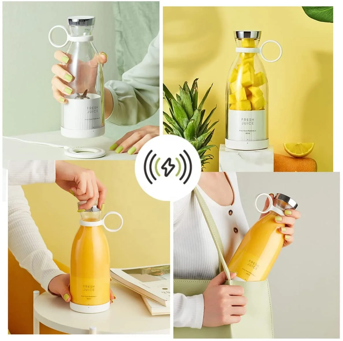 Best Prime 350ml Handheld Blender Wireless Rechargeable USB Smoothie Maker Household Kitchen Fresh Juice Portable Juicer