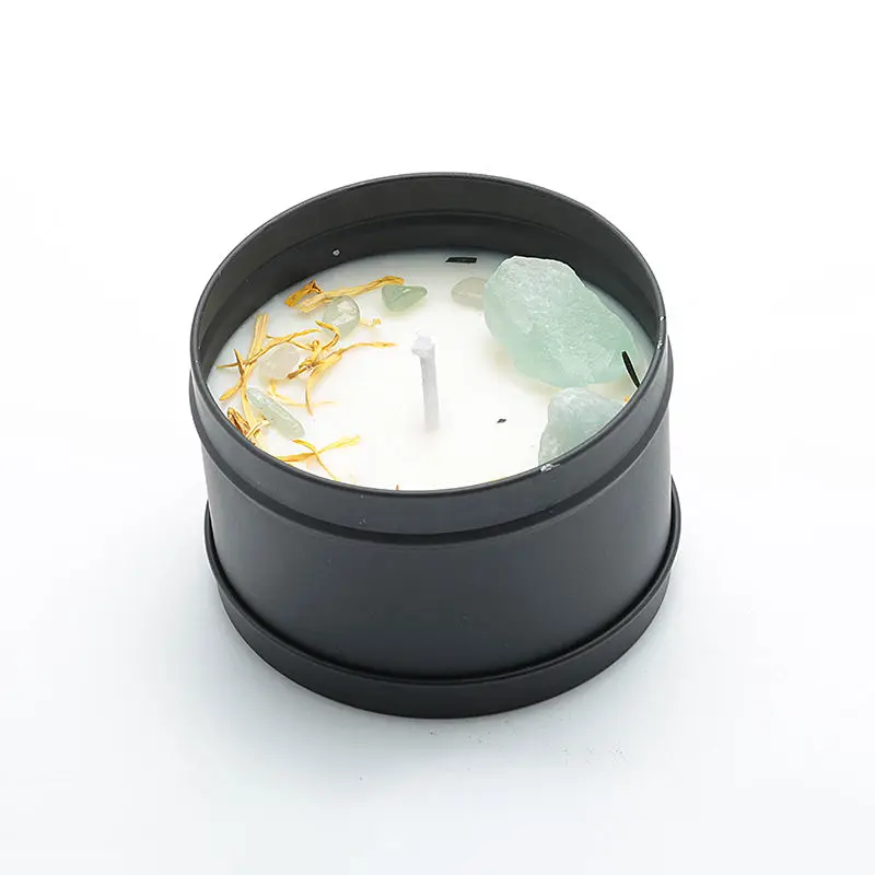 Luxury Custom Private Label Velas Dried Flowers Healing Crystal Aromatherapy Scented Candle/Candels