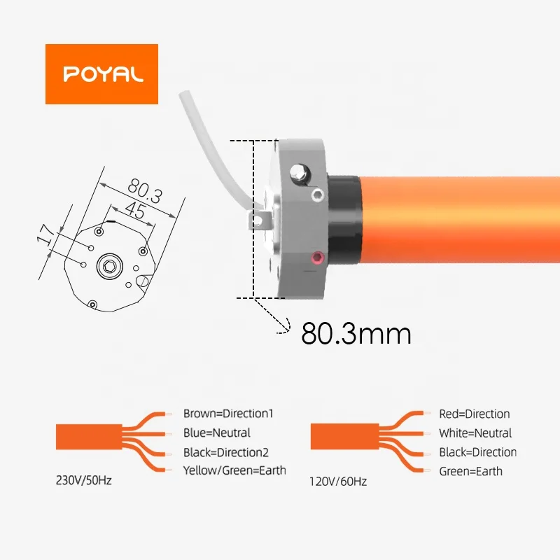 20Nm 15Rpm Roller Blinds Smart AC Motor for electric rolling window awning