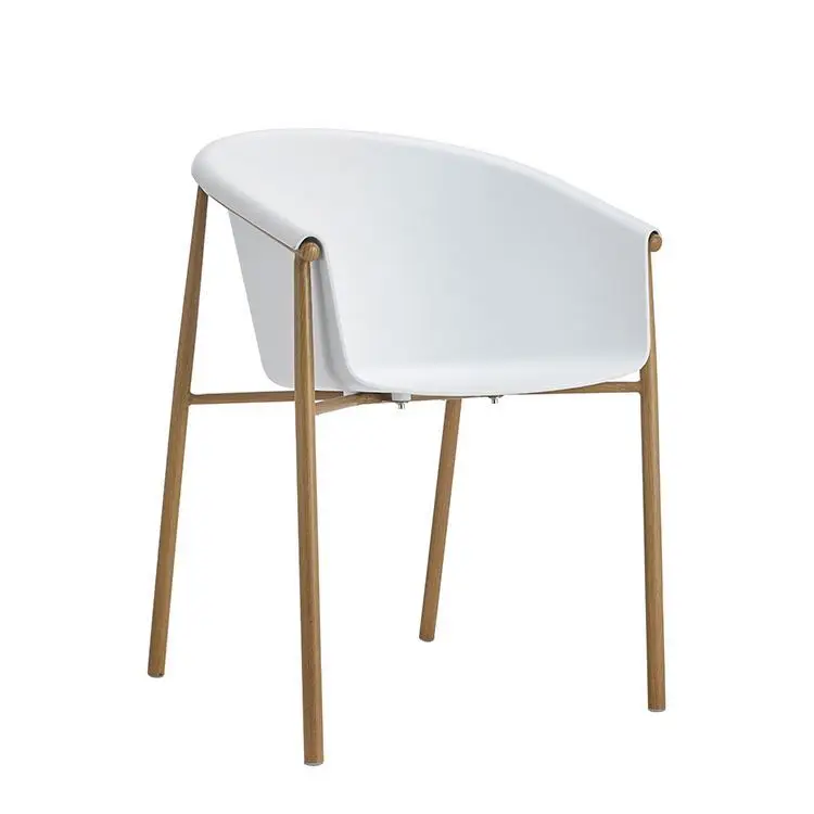 Modern Cheap Price Simple PP White Top Solid Metal Leg Wholesale Plastic Garden Chair
