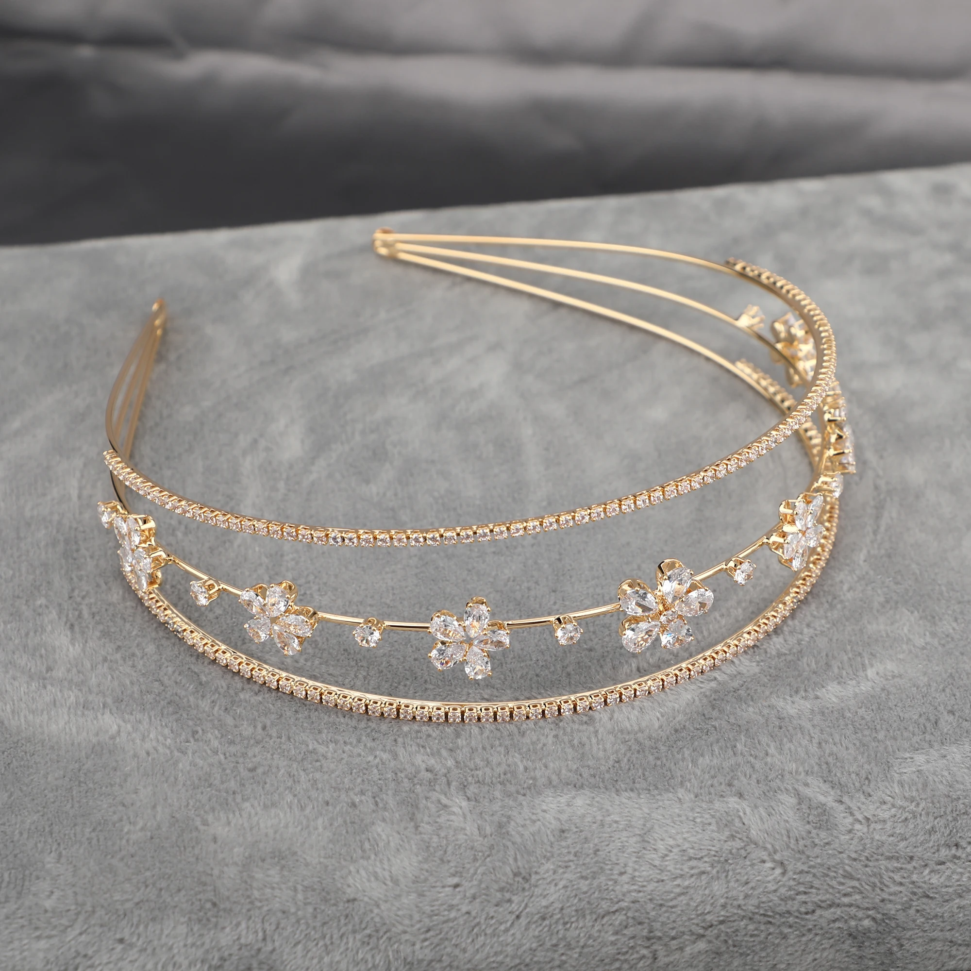 Platinum Plated/24K Gold Plated Zircon Luxury Bridal Headpieces Hair Accessories in Hairbands Women Metal Headband Head Bands