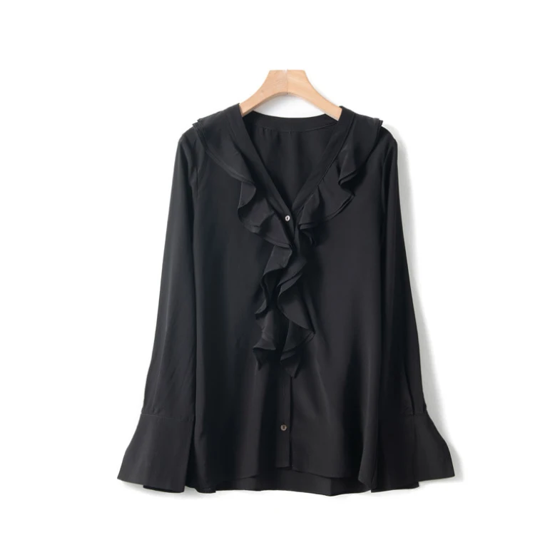  Womens Clothes Women Long-Sleeved Silk Top Blouses Shirt With