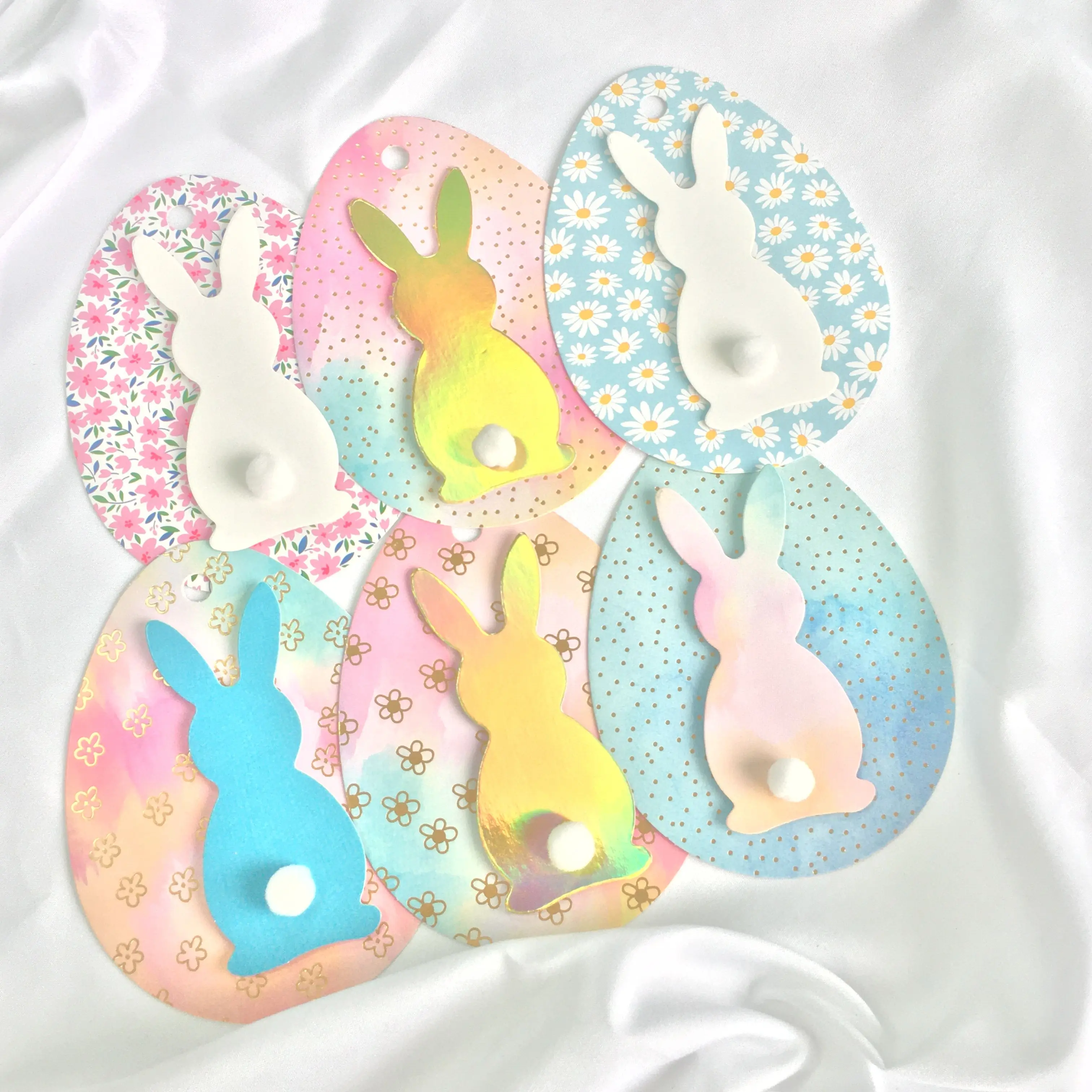 Custom  gold stamping Garden  Easter Greeting Card Japanese  paper craft card  pattern Bunny card