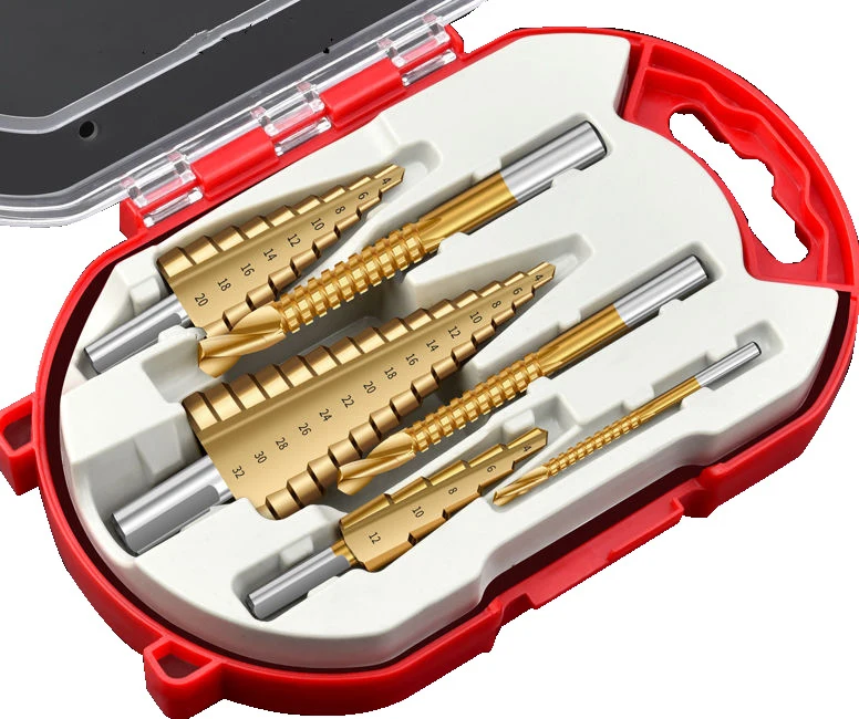6-Pcs Titanium-Plated Cone Drill Bit countersink and Serrated Drill Bits Woodworking Tools for Hole Opener