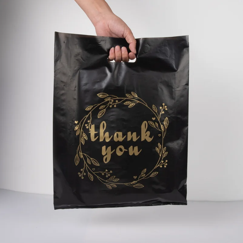 Thank You Merchandise Plastic Bags Extra Thick Reusable Plastic Retail Thank You Shopping Bags With Handle For Gifts Stores