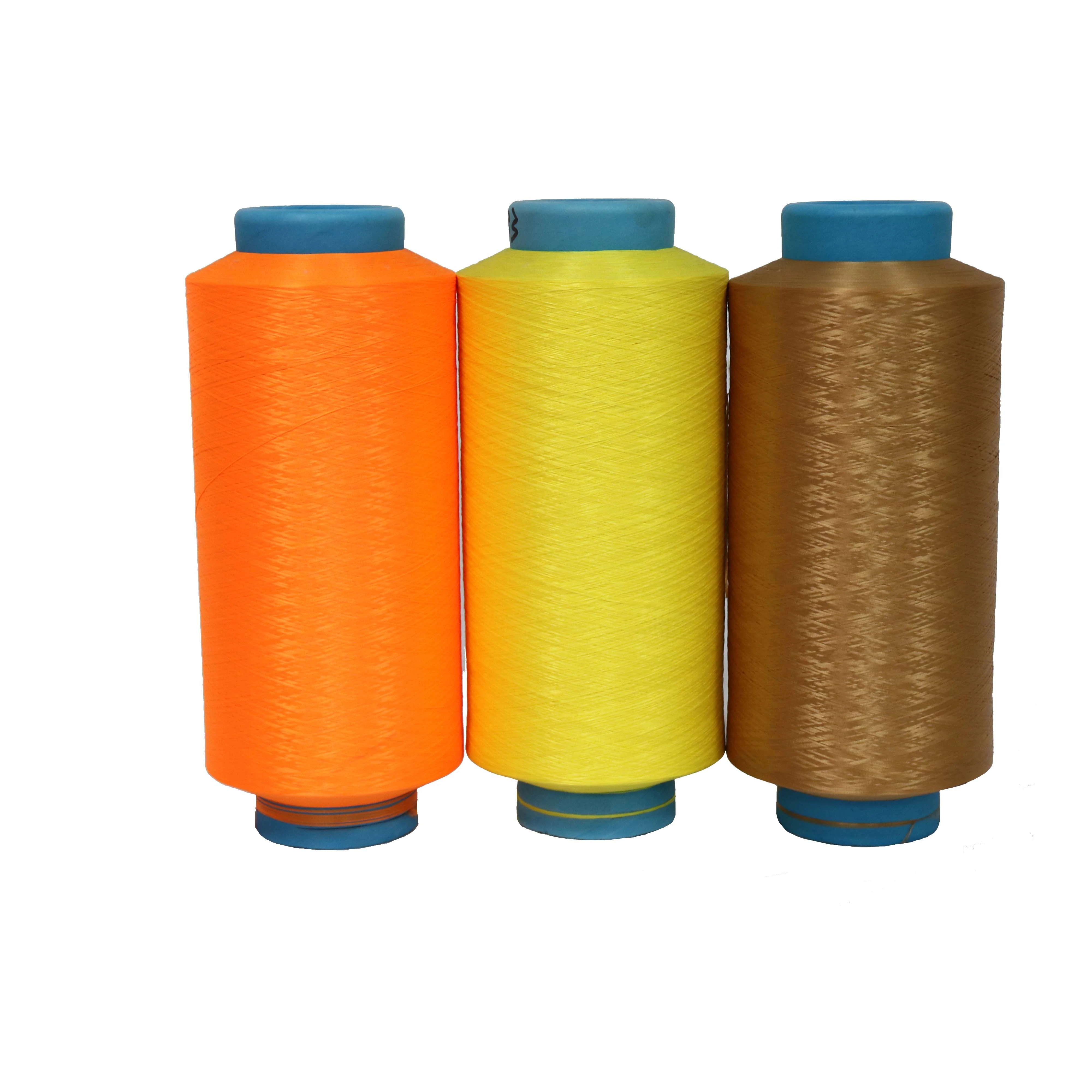 Текстурированная пряжа из 100% полиэстера DTY 75D 100D 150D 300D 450D 600D, заводская цена, полностью тусклая или сверхъяркая пряжа