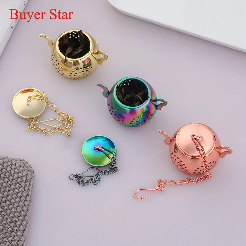 Stainless Steel 304 Teapot Shape Tea Ball Strainer Loose Leaf Tea Drain Infuser Filter