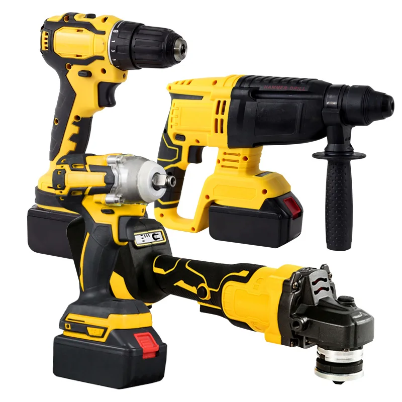 4-in-1 Combination 21V Cordless Power Tool Universal Steel Drill Wrench Battery Charger DIY Repair Bag Packaging OEM Support