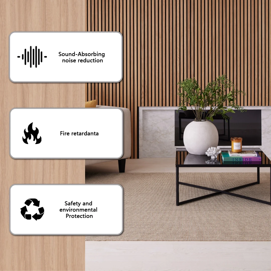 KASARO Wall Decorative Board Akupanel 3D Design Interior Pet Acoustic Panels Wooden Sound Absorption Slat Wall Panels