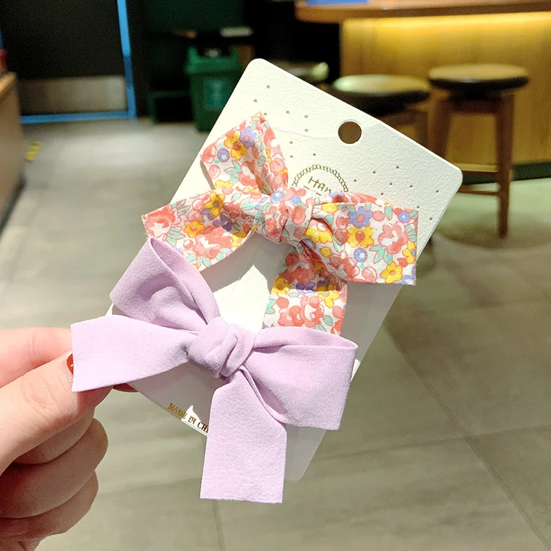 Children Bowknot Hair Clip Kids Small Fresh Colorful Bow Side Clip Set Baby Cute Flower Hairpin Hair Accessories