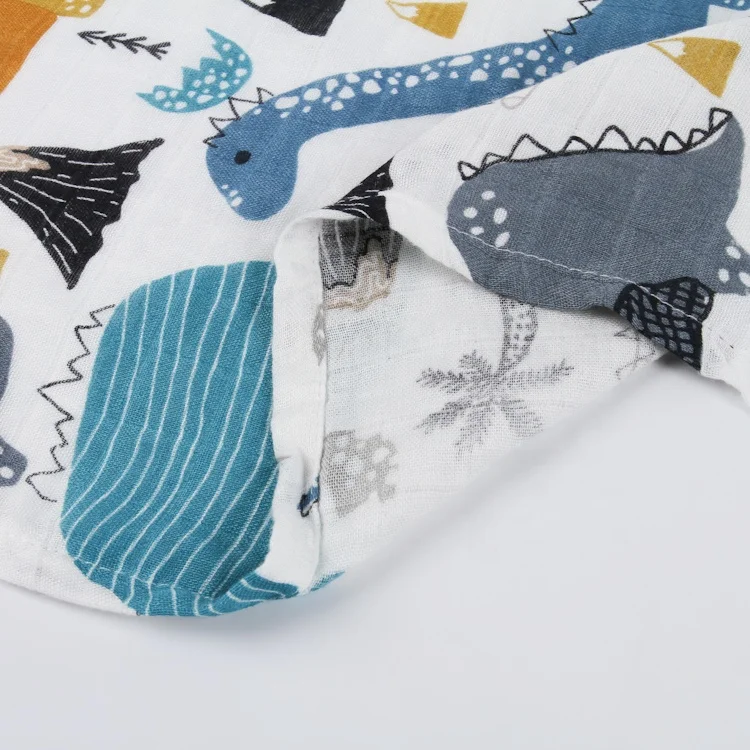 
White customized size animal print 100% cotton best soft blanket baby swaddle muslin for military 