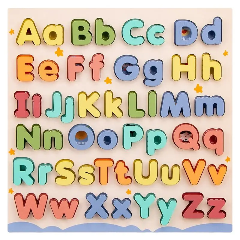 Children Wood Kids Alphabet Letter ABCD 3D Jigsaw Puzzle Board Games Preschool Baby Montessori Early Educational Learning Toys