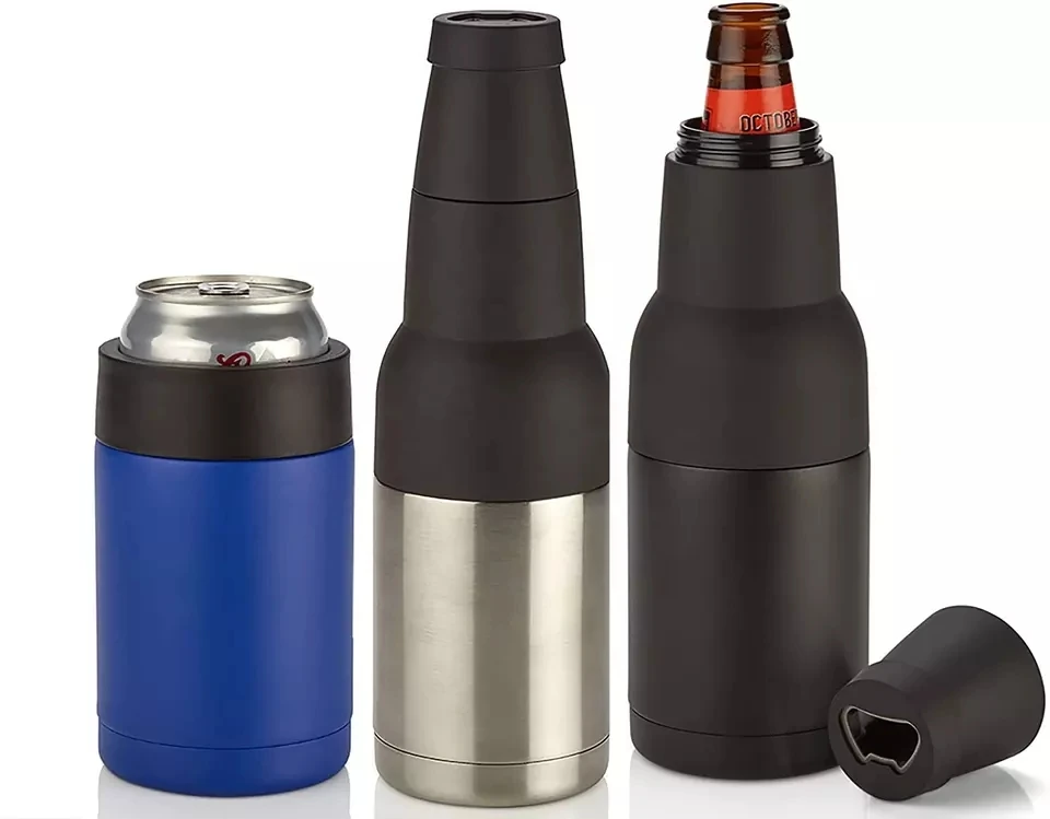Icy Beer Can and Bottle Insulator Cooler Best Insulated Holder for Outdoor BBQs Works with Glass Bottles and Aluminum Cans