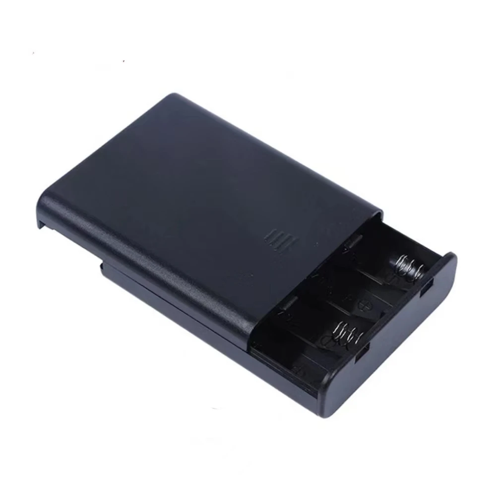 High Quality plastic 4AA battery holder with USB port ,cover and on-off switch battery box case