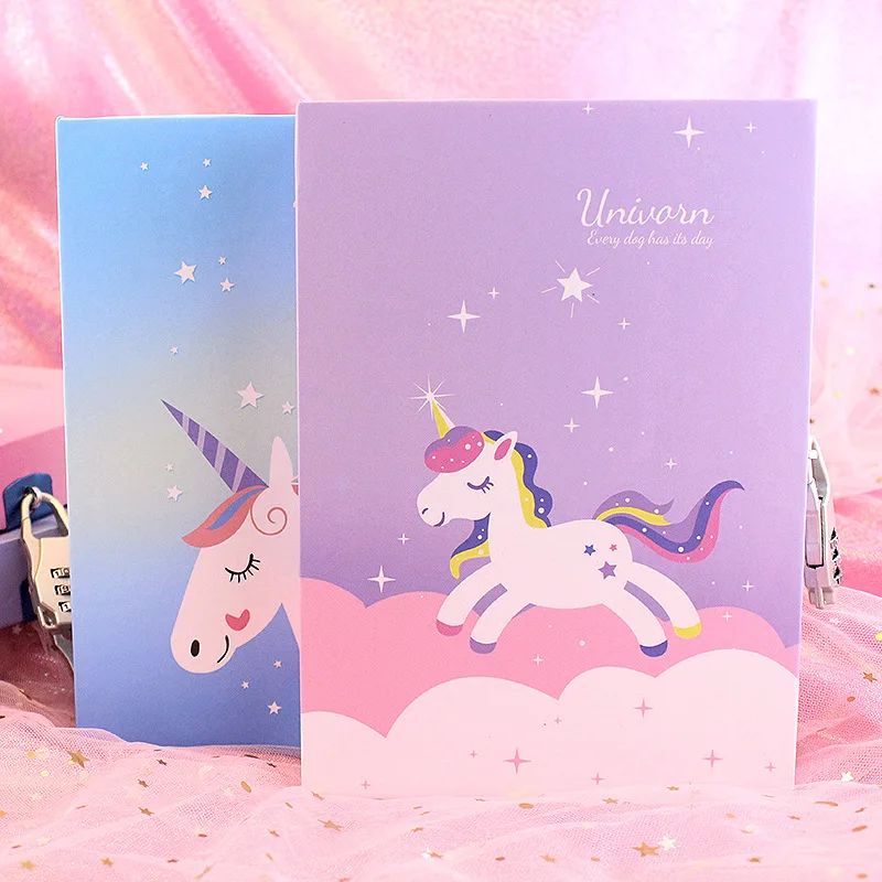 Kawaii Custom Logo Printed Soft Black Gift Cover Customized Cute Stationary Set Notebook With Lock