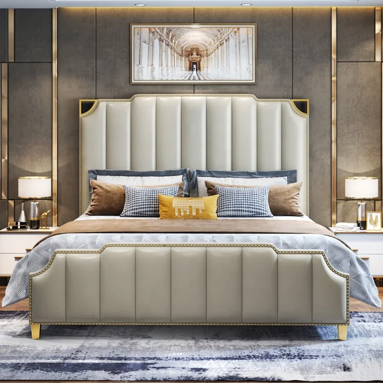 China OEM factory high quality stainless steel decorative frame luxury unique bed set king bed set bedroom furniture for bed