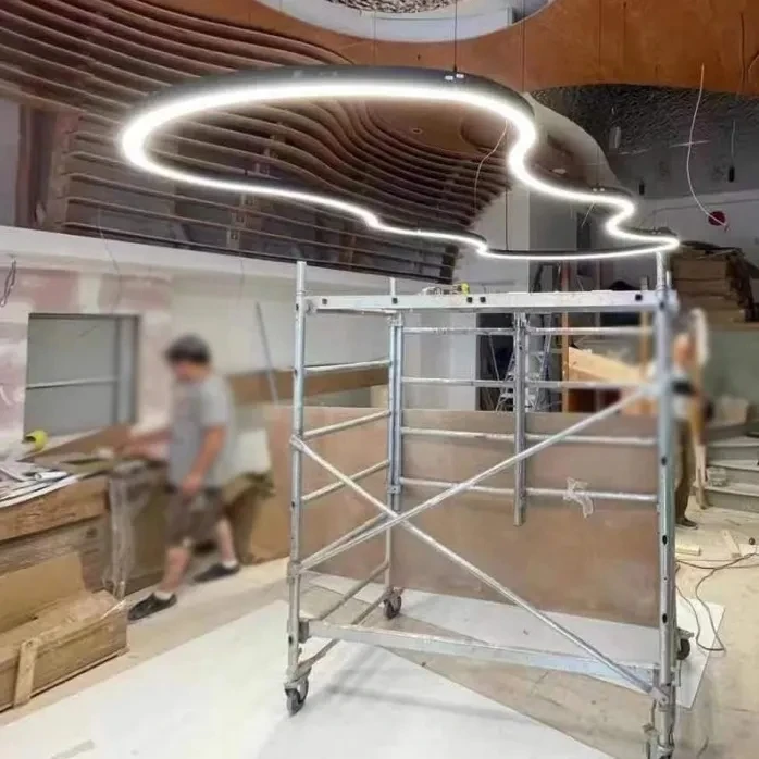 New indoor ceiling suspended lighting curved aluminum Profile LED continous light for retail store