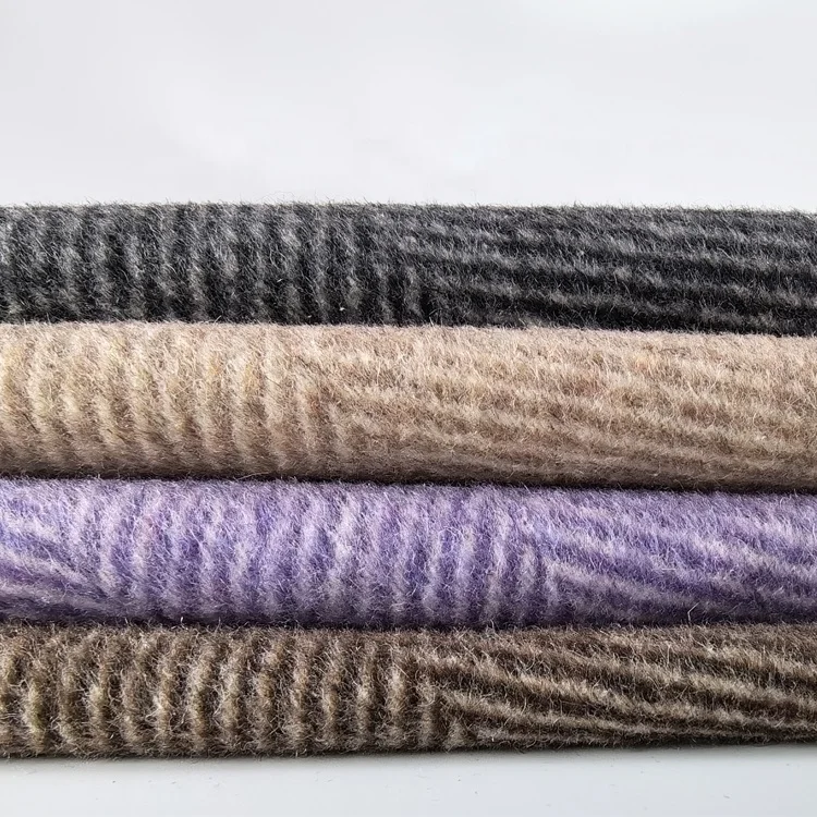 Winter Item Woolen and Poly Melton Tweed Garment Stock Fabric Plaid Woven Wool / Polyester