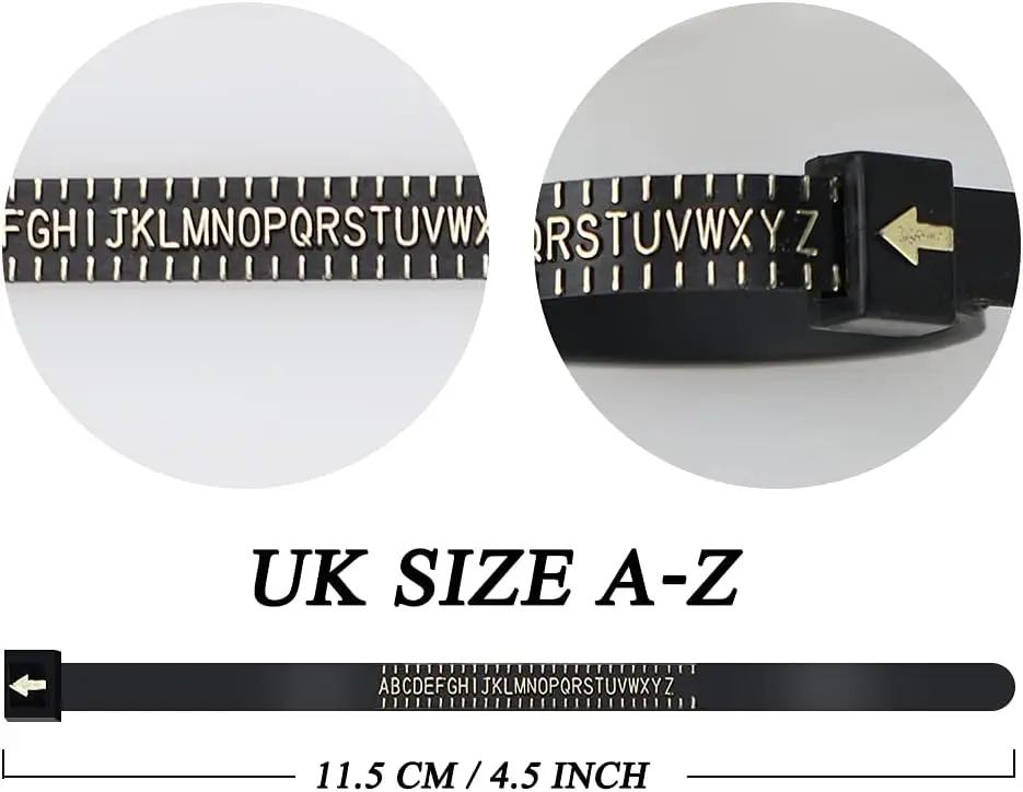 Reusable bulk plastic jewelry uk ring sizer gauge adjustable measuring tool a-z for ring