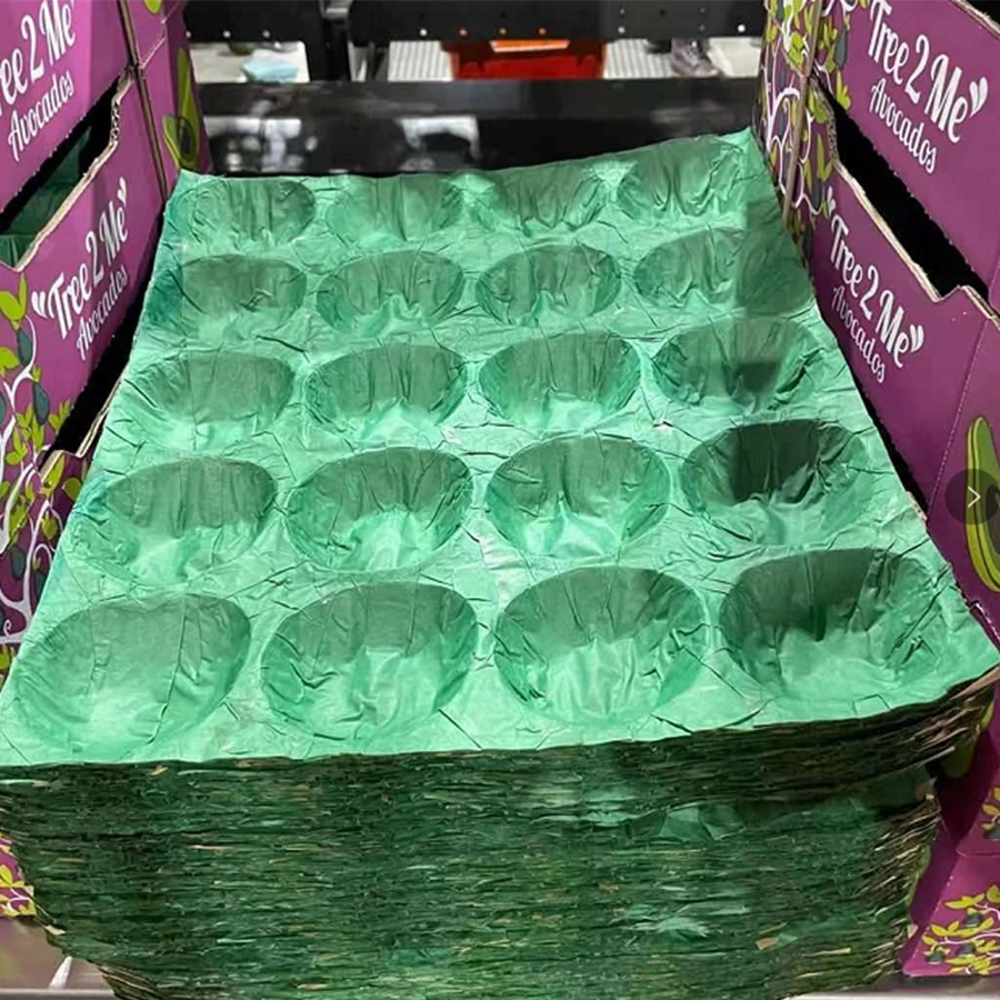 Pink Fruit Tray Packaging Liner Kraft Paper Dry Fruit Insert Tray For Packing Tomato Avocado