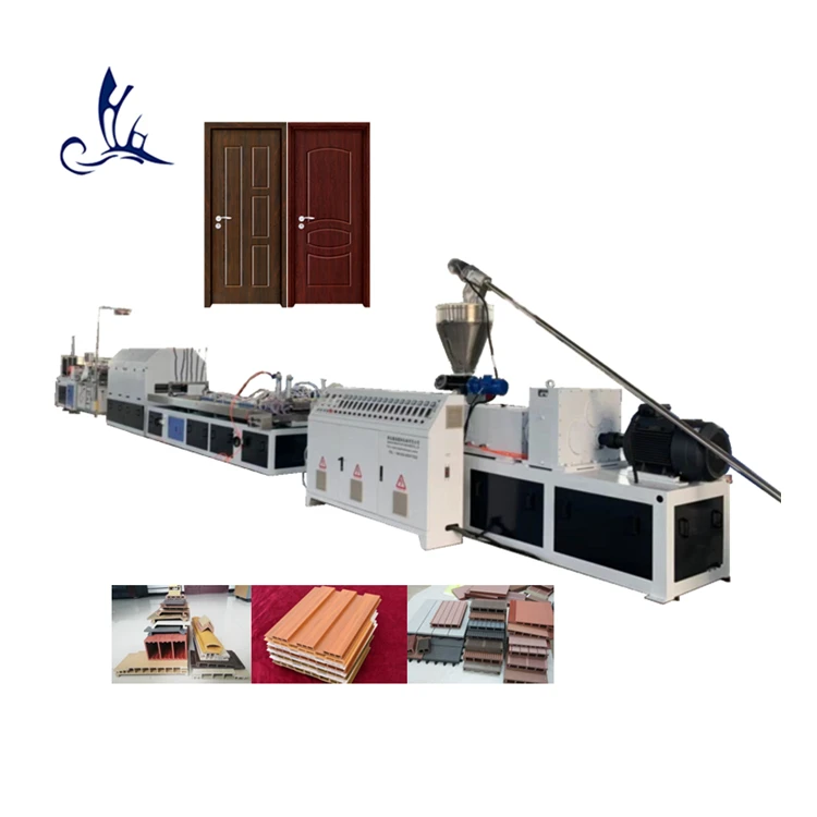 Automatic Conical Twin Screw Extruder Plastic Wood Plastic PE PVC Roof Ridge Column Door Panel Fence Profile Extrusion Machine