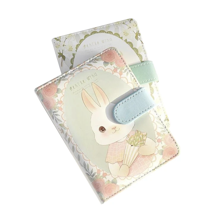 Cheap A5 custom printing hard cover pu leather Notebook cute cartoon Journal with magnetic closure