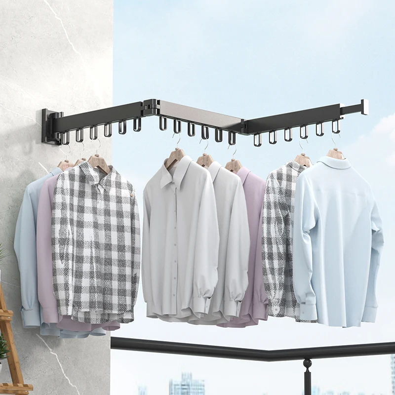 Concise Style  Rotatable Wall Mounted Drying Aluminum Foldable  Rack