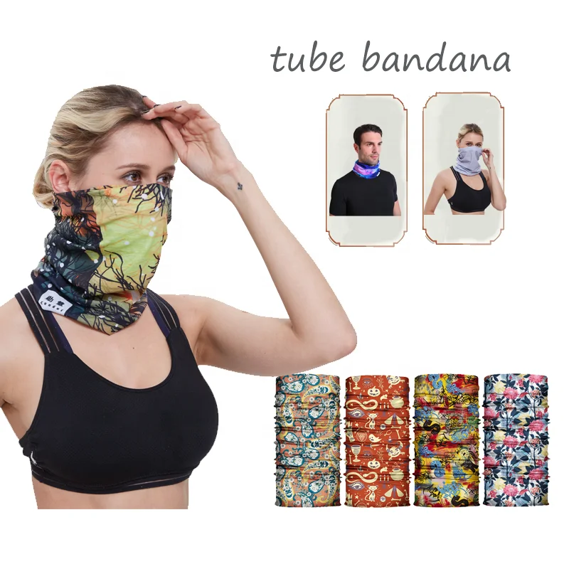 
Wholesale Magic Polyester Seamless Skull American Flag Custom Printed Tube Bandana Scarf 