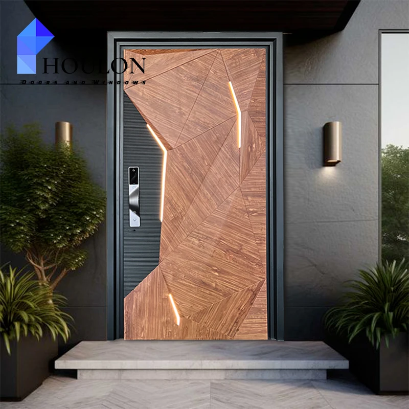 Patterned Metal Panel Pivot Door Sound Proof Fire Proof With Door Bell Top Seller Modern Security Steel Door