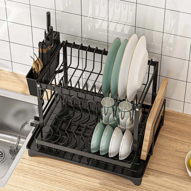 Dish rack kitchen layer dish drainer holder kitchen dish drying rack multi-purpose storage basket shelf for kitchen