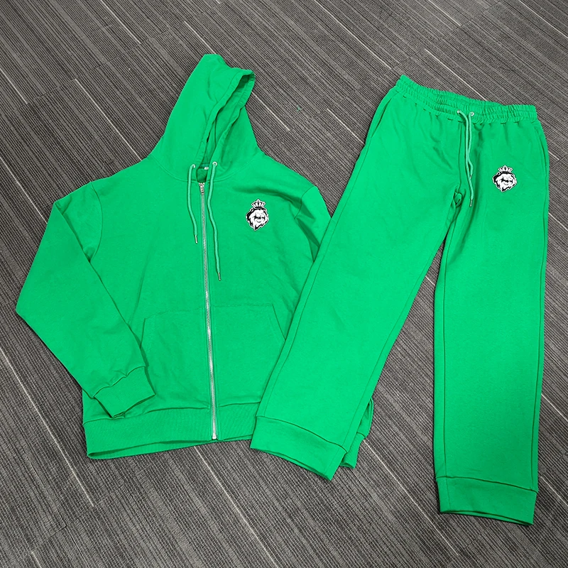 custom chenille oversize jogger set men sweatsuits unisex hoodie set full zip hoodie tracksuit