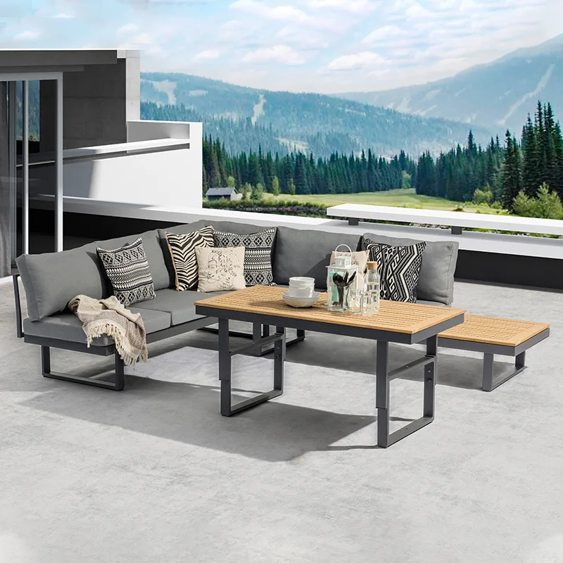 Outdoor Aluminum Alloy Garden Leisure Sofa Set Home Courtyard Flower Dew Sky for Hotel Stay and Personal Use