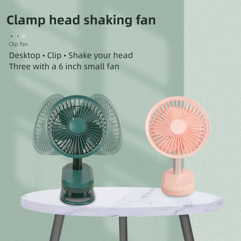 6-Inch USB Electric Mini Desk Fan Small Air Outdoor Automatic Oscillating Rechargeable with 5 Blade for Baby Kids Stroller