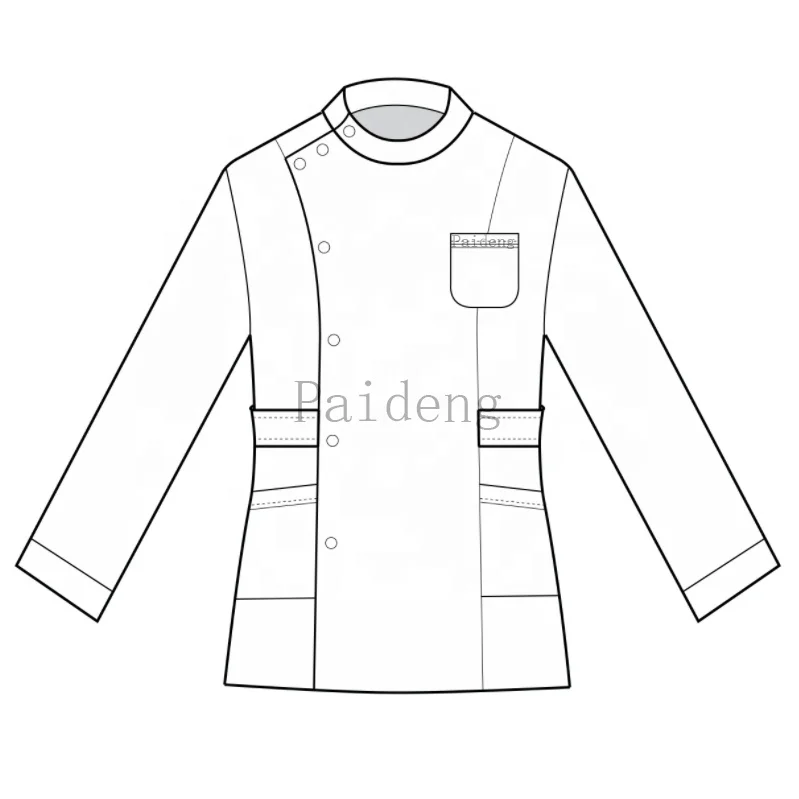 European Fashion Trends Logo Print Cotton Polyester Spandex Knitted Hospital Work Uniforms Stretch Turn Over Collar Scrub Set