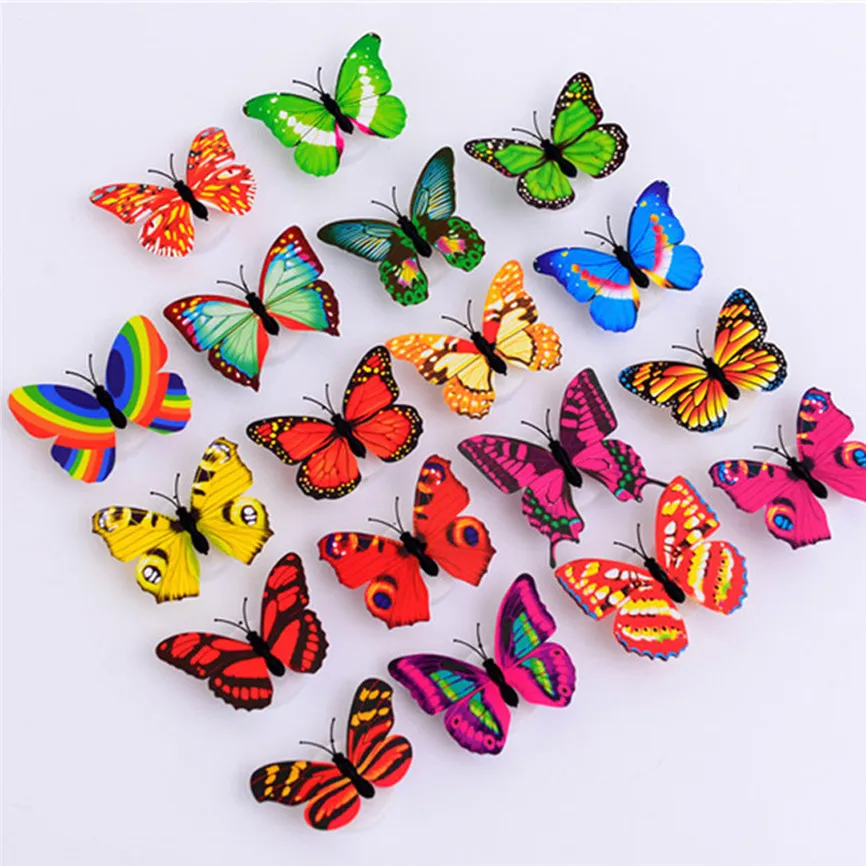 
LED 3D Butterfly Wall Stickers Night Light Lamp Glowing Wall Decals Stickers House Decoration Home Party Desk Wall Decor 